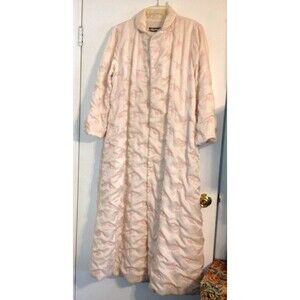 Vintage ODETTE BARSA Quilted Embroidered Robe House Coat Lounge 1960's L - XL